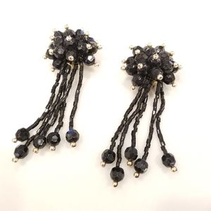 80s Dangle Earrings Black Gold Clip On Costume